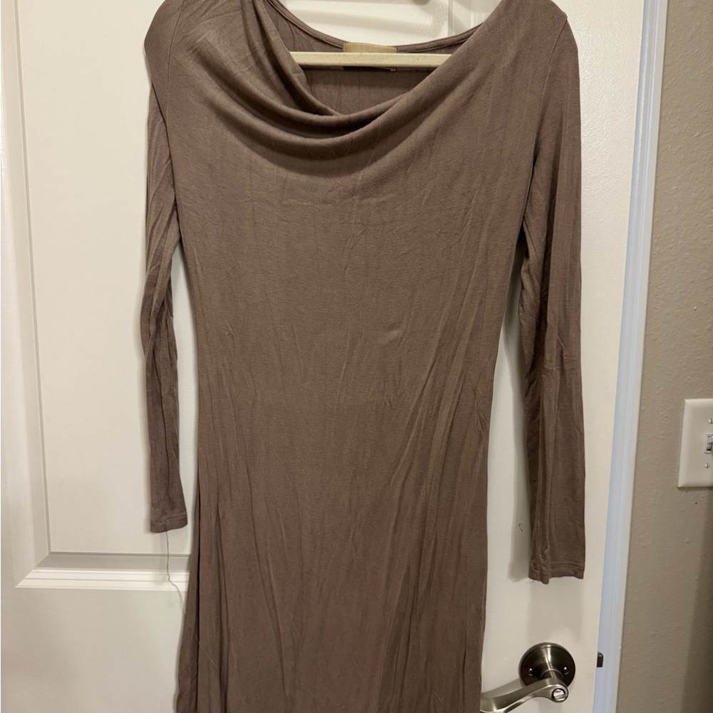 Elegant Brown Long Sleeve Dress